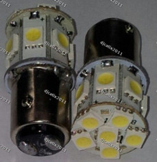 Bec auto tip led pt pozitii si stop pe frana in spate la masina cu 13 smd - uri model 5050 foto