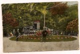 carte postala(ilustrata)- PUCIOASA-Aleea parcului cu muzica militara