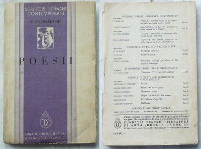 V. Ciocalteu , Poesii , Fundatia pentru Literatura , Carol II , 1934 , ed. 1 foto