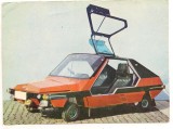 Carte postala(ilustrata)- JUSTIN CAPRA- aUTOMOBILUL ELECTRIC sarmis em -4k-1976, Necirculata, Printata