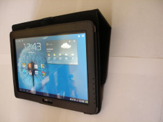 HUSA GALAXY TAB 2 P5110 10.1 INCI SAMSUNG MODEL STAND AGENDA CARTE DIN PIELE NEAGRA TOCUL IMBRACA COMPLET TABLETA SI SE TRANSFORMA USOR INTR-UN SUPORT foto