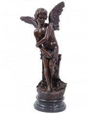 CUPIDON - STATUETA DIN BRONZ PE SOCLU DIN MARMURA foto