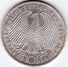 Germania 10 Mark 1989 argint 15,5 grame,comemorativa,40 de ani de la crearea republicii foto