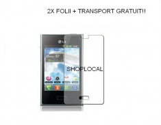 LIVRARE GRATUITA IN TARA!! 2X FOLIE/FOLII ECRAN LG OPTIMUS L3 E400 (SET DE 3 BUC) - TRANSPORT GRATUIT! foto