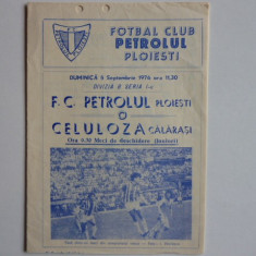 Program meci fotbal PETROLUL Ploiesti - CELULOZA Calarasi 05.09.1976