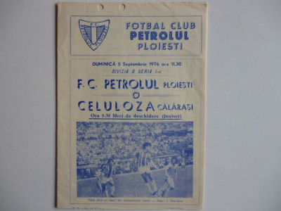 Program meci fotbal PETROLUL Ploiesti - CELULOZA Calarasi 05.09.1976 foto