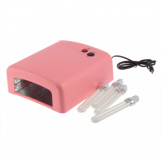 lampa uv roz pentru unghii false, lampa manichiura cu timer, 36W, 4 neoane, foto