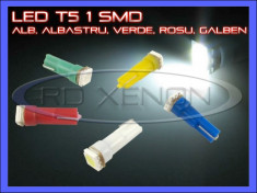 BEC AUTO LED LEDURI BORD T5 - 1 SMD 5050 - BORD, INTERIOR, ANGEL EYES - CULOARE ALB, ALBASTRU, ROSU, GALBEN, VERDE foto