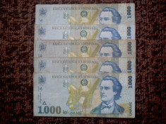 LOT BANCNOTE 1000 LEI 1998 5 BUC. foto