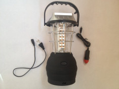 LAMPA / FELINAR SOLAR IDEAL PENTRU CAMPING,PESCUIT,VANATOARE CU ACUMULATOR / ARE 36 DE LEDURI / INCARCARE PE DINAM / PRIZA / BATERII / INCARCARE AUTO foto