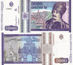 ROMANIA 5.000 lei 1993 UNC!!! foto