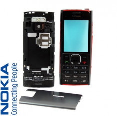 Vand Carcasa Nokia X2 , X2-00 Neagra Negru Black Noua , Completa Rama Fata cu Geam Tastatura Corp Mijloc si Capac Spate foto