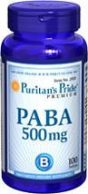 Para-aminobenzoic acid (PABA), 500 mg, 100 tablete, previne incaruntirea parului, produs SUA foto
