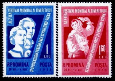 Romania 1959 - Festivalul tineretului - serie completa,neuzata - Yv.1633-4 foto