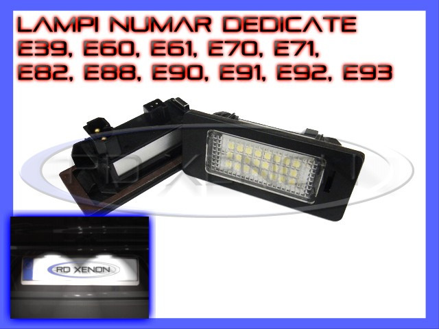 SET LAMPI DEDICATE BMW E39, E60, E61, E70, E71, E82, E90, E91, E92 - LAMPA PLACUTA NUMAR INMATRICULARE - 24 LED LEDURI SMD - CULOARE ALB XENON 6000K
