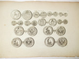 Gravura circa 1820 monede Ungaria Imparatul Ferdinand II 1578 - 1637