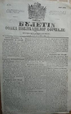 Buletin , foaia publ. oficiale in Principatul Moldovei , Iasi , nr. 35 din 1854 foto