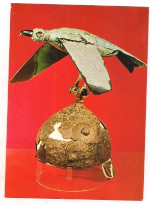 carte postala(ilustrata)-ARHEOLOGIE-Coif descoperit la Ciumanesti jud Satu Mare foto