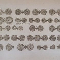 Gravura circa 1820 monede Romania Transilvania Joannis Zapolya Print al Transilvaniei si rege al Ungariei 1511 - 1540