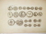 Gravura circa 1820 monede Ungaria Imparatul Mathias II 1608 - 1619