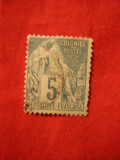 Timbru 5C verde Emisiune Colonii Franceze 1881 , stamp.