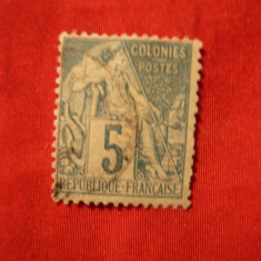 Timbru 5C verde Emisiune Colonii Franceze 1881 , stamp.