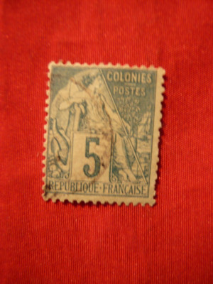 Timbru 5C verde Emisiune Colonii Franceze 1881 , stamp. foto