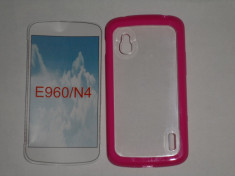 Husa LG Nexus 4, E960, spate alb, laterale roz, ORIGINAL CASE, calitate A+++ foto