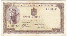 1) Bancnota 500 lei 1940,filigran vertical,VF foto