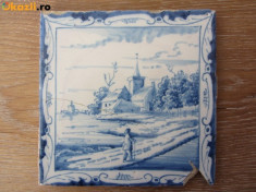 Placa ceramica de Delft sec 18 foto