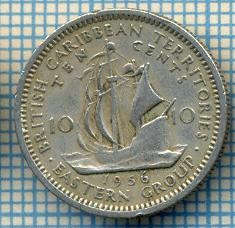 1239 MONEDA - TERITORIILE BRITANICE DE EST(BRITISH CARIBBEAN TERRITORIES- EASTERN GROUP) - 10 CENTS -anul 1956 -starea care se vede foto