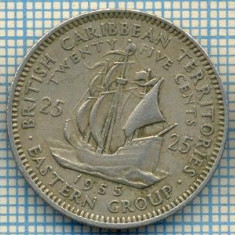 1242 MONEDA - TERITORIILE BRITANICE DE EST(BRITISH CARIBBEAN TERRITORIES- EASTERN GROUP) - 25 CENTS -anul 1955 -starea care se vede