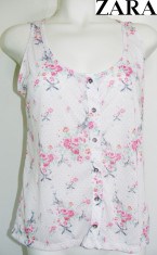 ZARA BASIC, TOP bluza, imprimeu floral, cu nasturi in fata. Marime M 38. Magazin OUTLET Arad. Produse noi, ORIGINALE. foto