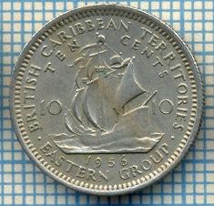 1240 MONEDA - TERITORIILE BRITANICE DE EST(BRITISH CARIBBEAN TERRITORIES- EASTERN GROUP) - 10 CENTS -anul 1956 -starea care se vede foto