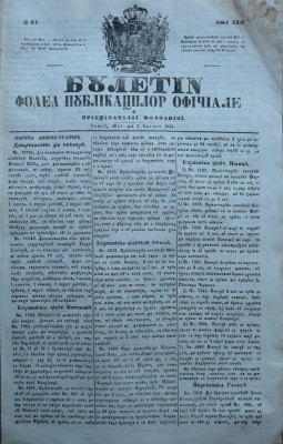 Buletin , foaia public. oficiale in Principatul Moldovei , Iasi , nr. 61 / 1854 foto