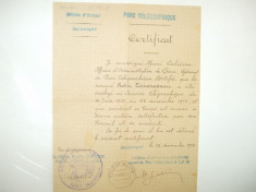 Certificat de recomandare angajat Parc Telegraphique Armee d&amp;#039;Orient Salonique 1918 foto