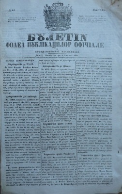 Buletin , foaia public. oficiale in Principatul Moldovei , Iasi , nr. 62 / 1854 foto