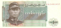 MYANMAR (BURMA) 1 KYAT 1972; P 56 UNC / NECIRCULATA foto