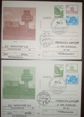 ROMANIA - BACAU. AEROPORT. 2 CARTI POSTALE CU TIMBRU MNH (PB38) foto