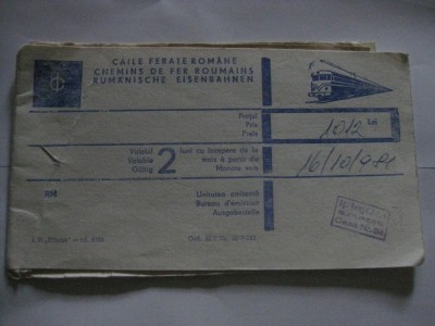 BILET C.F.R. INTERNATIONAL DIN 1981 foto