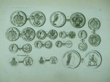 Gravura circa 1820 monede Ungaria Imparatul Iosif II Imparatul Leopold II