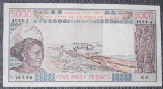 Coasta de Fildes / Ivory Coast - Africa de Vest / West Africa (A) 5000 Franci / Francs 1985 P 108An aproate necirculata aUNC ! RARA in asa stare foto