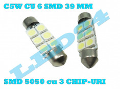 LED-URI AUTO BEC LED - C5W C10W SOFIT FESTOON 6 SMD 39 MM PLAFONIERA ALB XENON foto