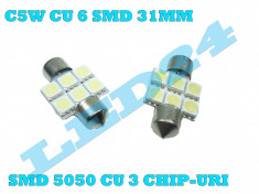 LED-URI AUTO BEC LED - C5W C10W SOFIT FESTOON 6 SMD 31 MM PLAFONIERA ALB XENON foto