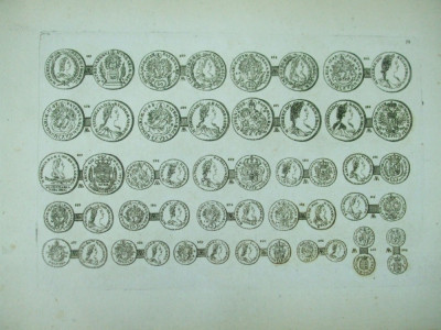 Gravura circa 1820 monede Ungaria Imparateasa Maria Tereza foto