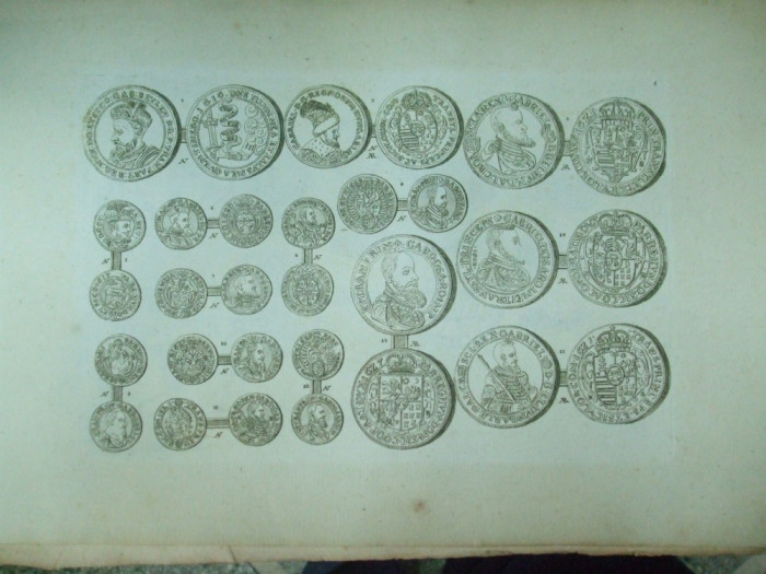 Gravura circa 1820 monede Romania Transilvania Printul Transilvaniei Gabriel Bathory