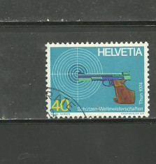 ELVETIA 1974 - TIR SPORTIV PISTOL, timbru stampilat B215 foto