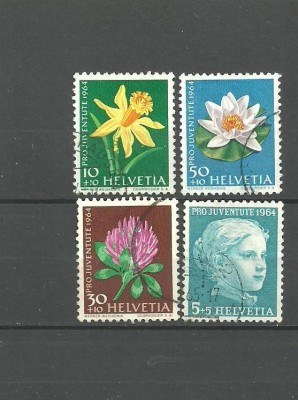 ELVETIA 1964 - FLORI PENTRU COPII, serie stampilata DEPARAIATA B4 foto
