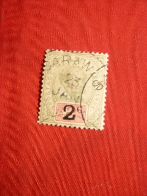 Timbru 2C supratipar pe 8C Sarawak colonie engleza1889 ,stamp. foto