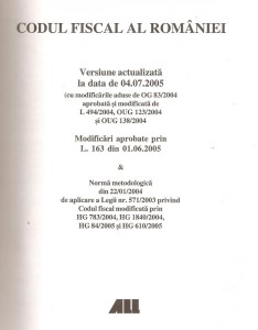 C3945 Codul Fiscal Cu Normele De Aplicare In Vigoare De La 01 06 2005 Editura Bic All 2005 Okazii Ro